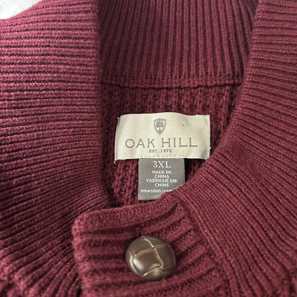 OAK HILL‎ Men's Cotton Waffle Sweater Burgundy 3XL